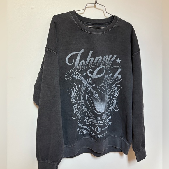 NWOT Urban Outfitters Johnny Cash Overdyed Graphic Pullover Sweatshirt One Size - Picture 3 of 11